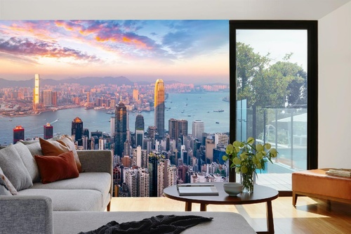 Vlies Fototapete - Hongkong Panorama 375 x 250 cm